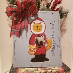 Christmas Kitty Door Plaque